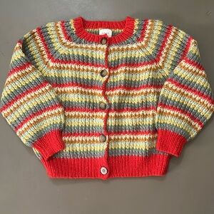 Super Rare Doen Briar Cardigan Sweater XS S Rainbow Handknit Peru Field Cozy